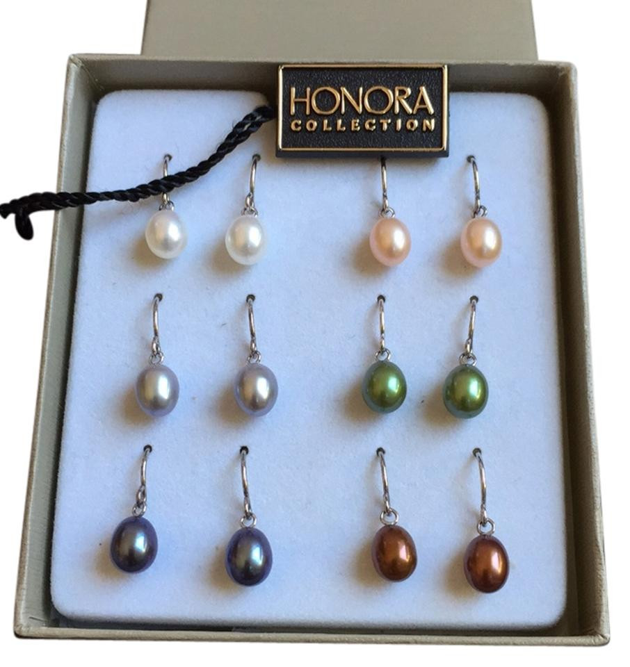 Honora Pearl Earrings
 Honora Collection 6 Pairs Earrings white Peach Gray