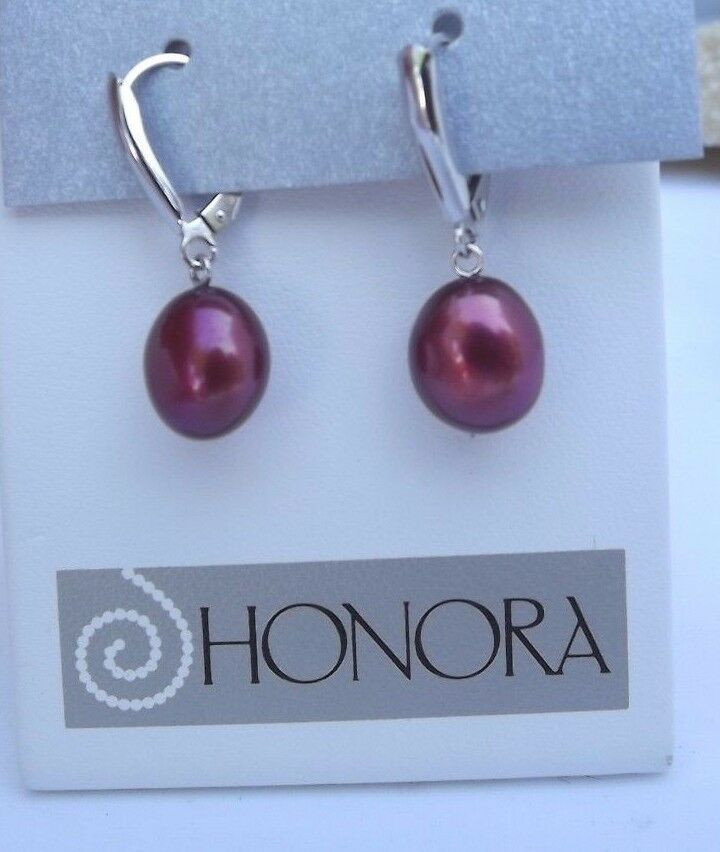 Honora Pearl Earrings
 HONORA CHERRY Cultured Pearl Sterling Silver Dangle Lever