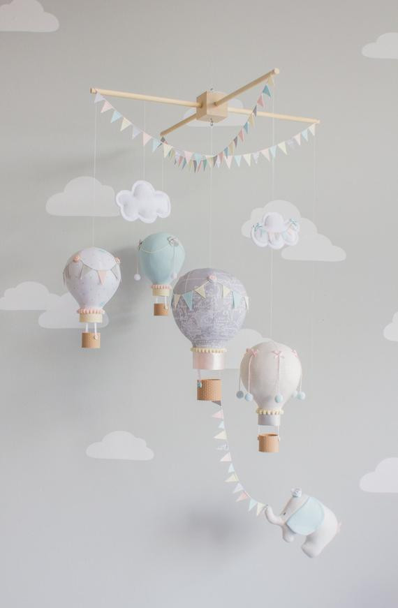 Hot Air Balloon Baby Decor
 Hot Air Balloon Baby Mobile Elephant Nursery Decor Travel