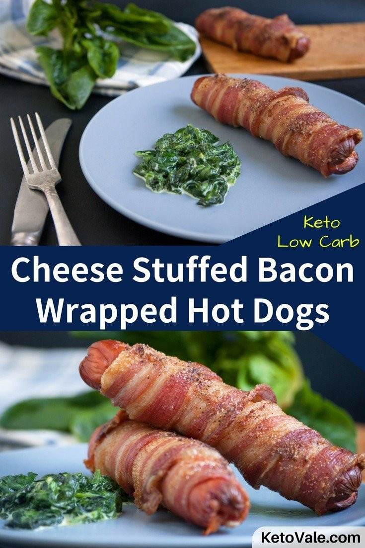 Hot Dogs On Keto
 Cheese Stuffed Bacon Wrapped Hot Dogs Low Carb Recipe