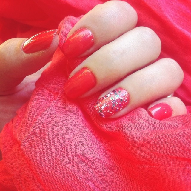 Hot Pink Nails With Glitter
 Hot Pink Glitter Nails s and for