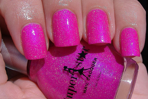 Hot Pink Nails With Glitter
 Hot Pink Glitter Nail Polish s and