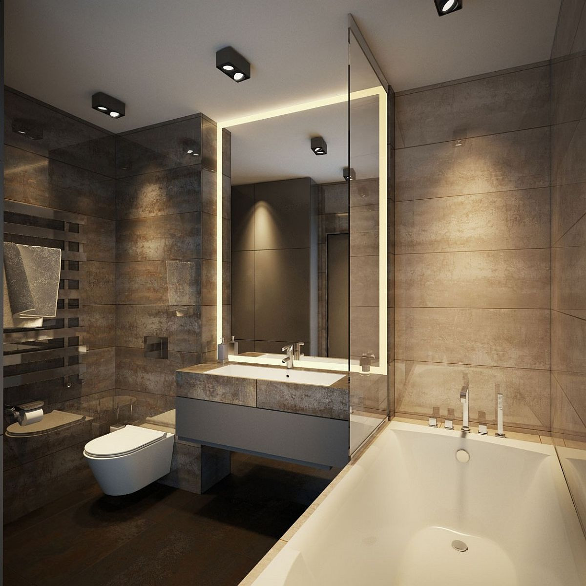 Hotel Bathroom Design
 Apartment Ernst in Kiev Inspired by Posh Hotel Ambiance