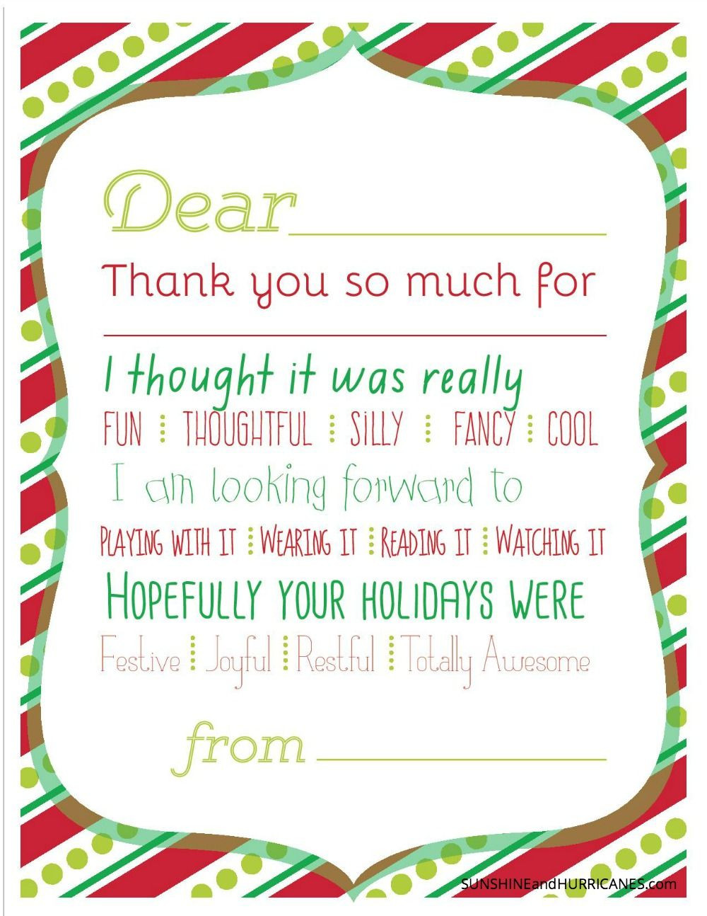 How Much Can A Parent Gift A Child Tax Free
 Christmas Printable Thank You Cards for Kids