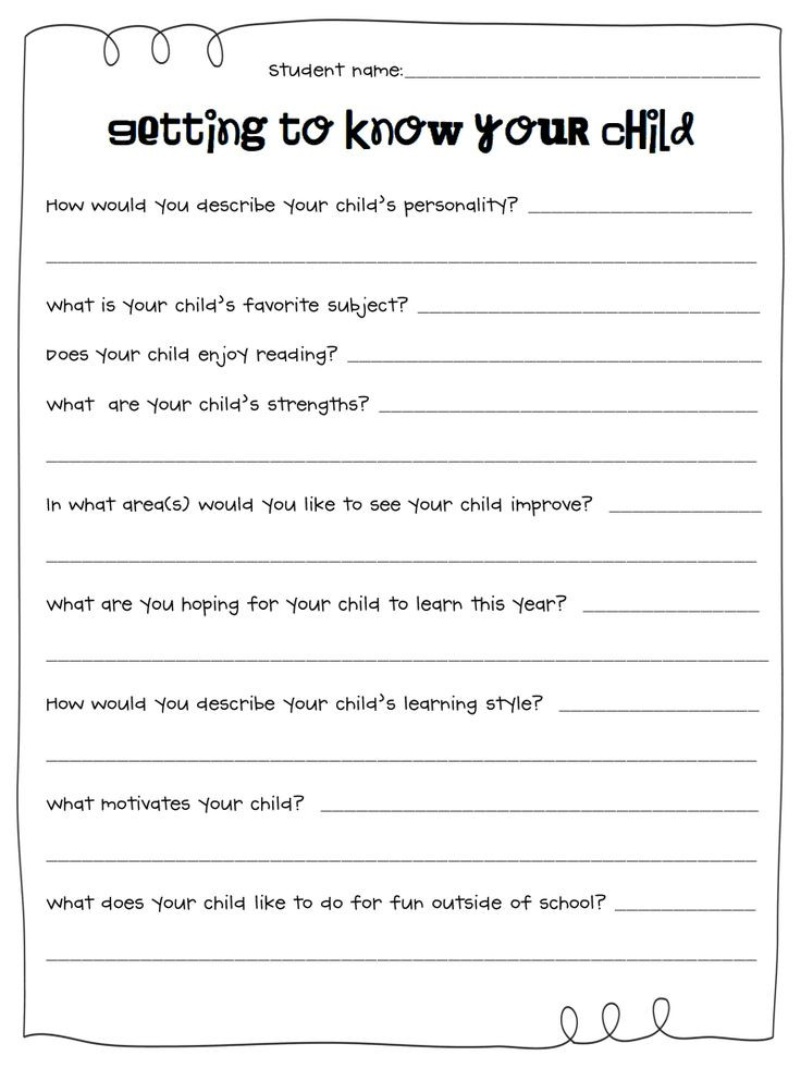 How Much Can A Parent Gift A Child Tax Free
 Getting to know your child printable sheet Could give to