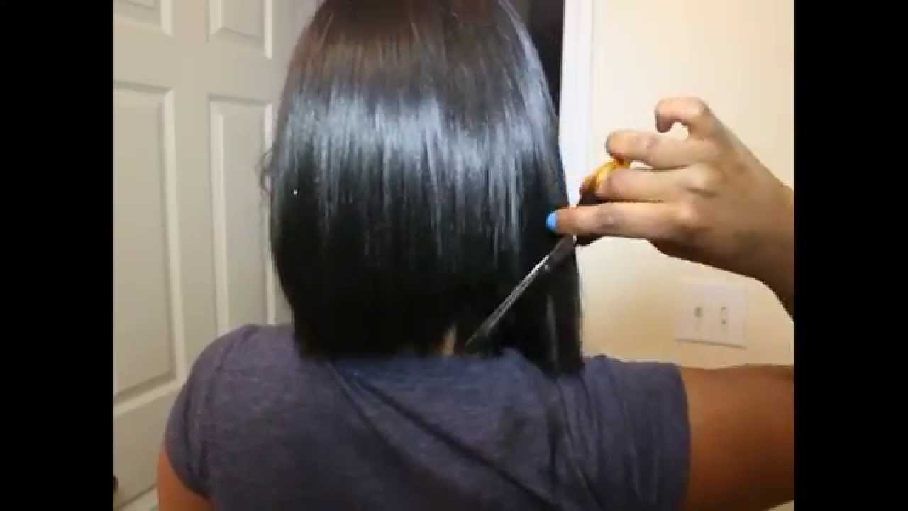 How To Cut Your Own Hair Into A Bob
 Quickweave 20 Dollar Curly Bob Brand POSE Model Model hair