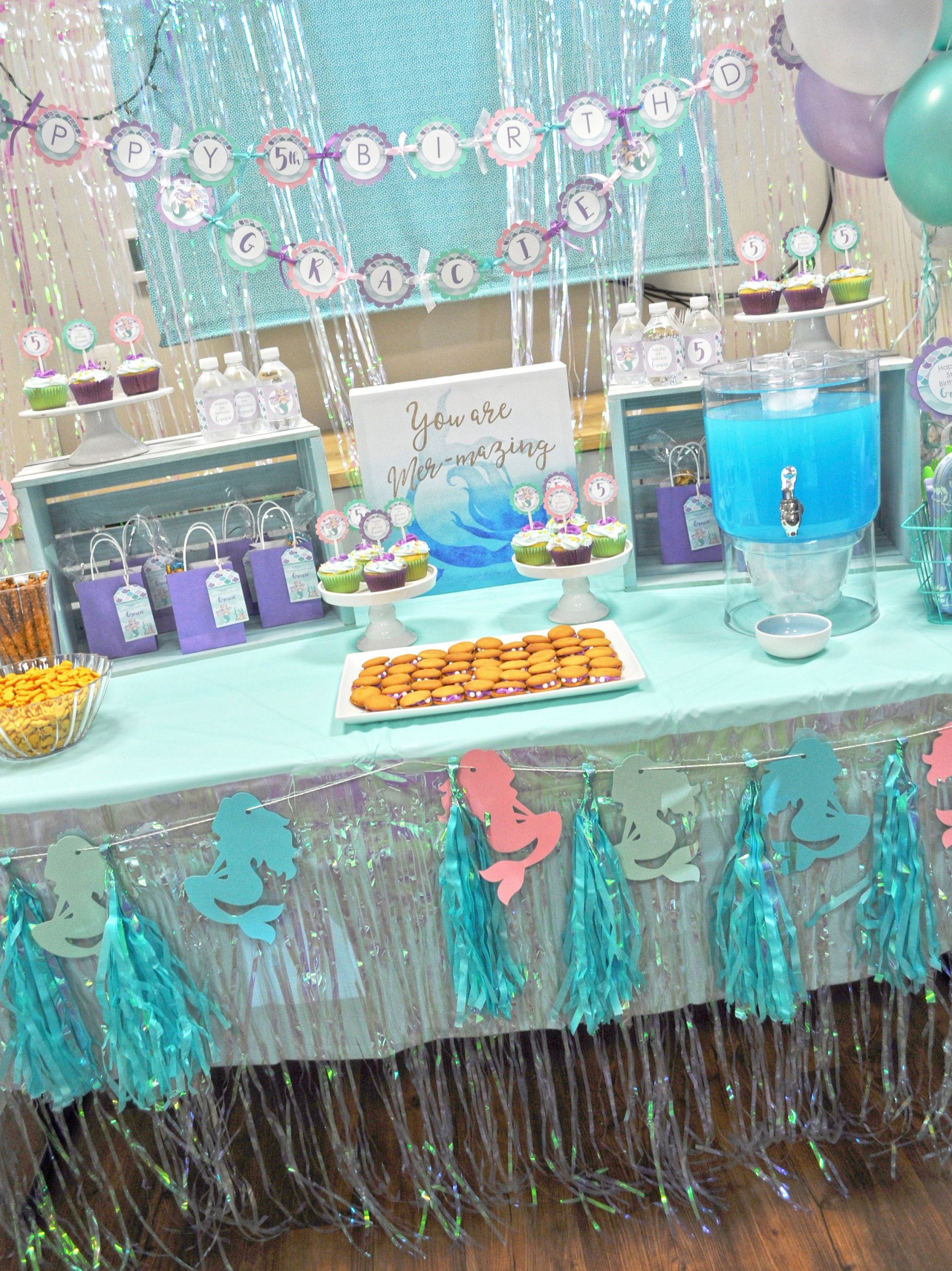 How To Decorate Birthday Party
 Mermaid Birthday BANNER 1st Birthday Banner Girls Party