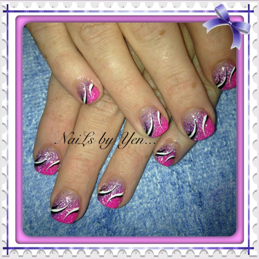 How To Do Glitter Acrylic Nails
 Pink and purple glitter acrylic gra nt