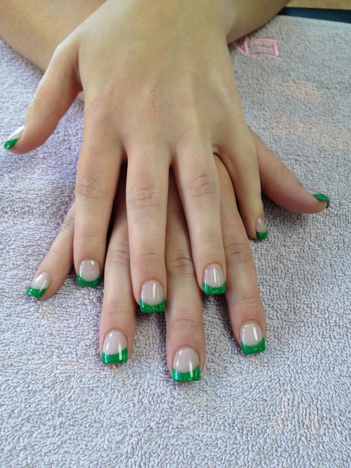 How To Do Glitter Acrylic Nails
 Custom mixed green glitter acrylic nails by Shannon