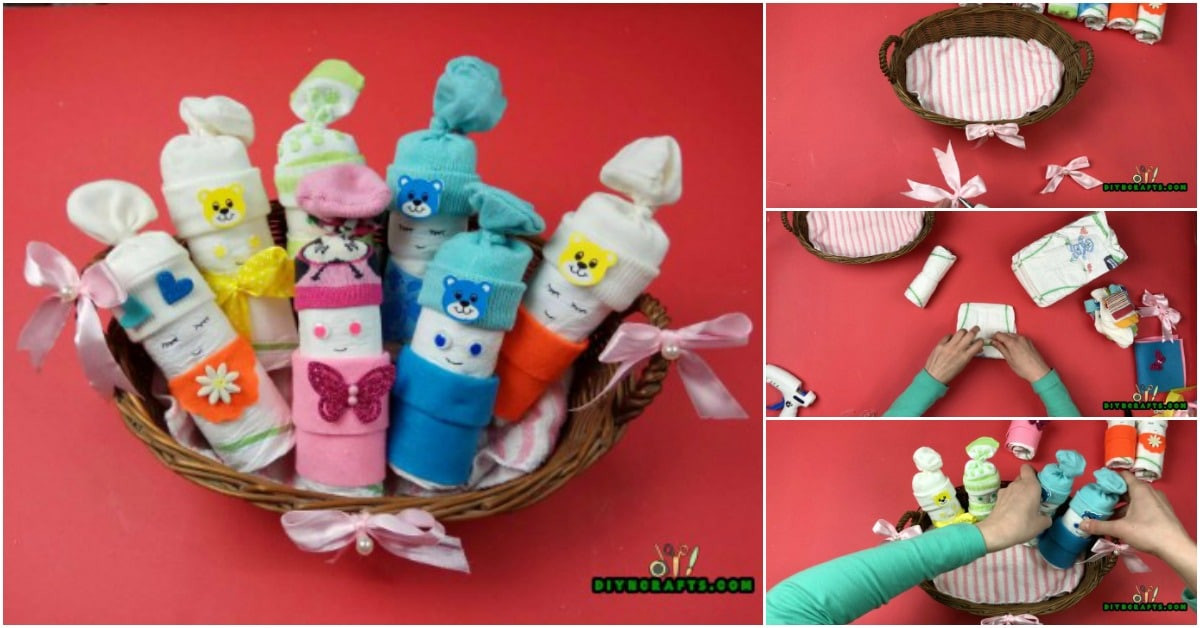 How To Make Baby Shower Gifts Out Of Diapers
 How to Make an Adorable “Diaper Baby” Basket Baby Shower