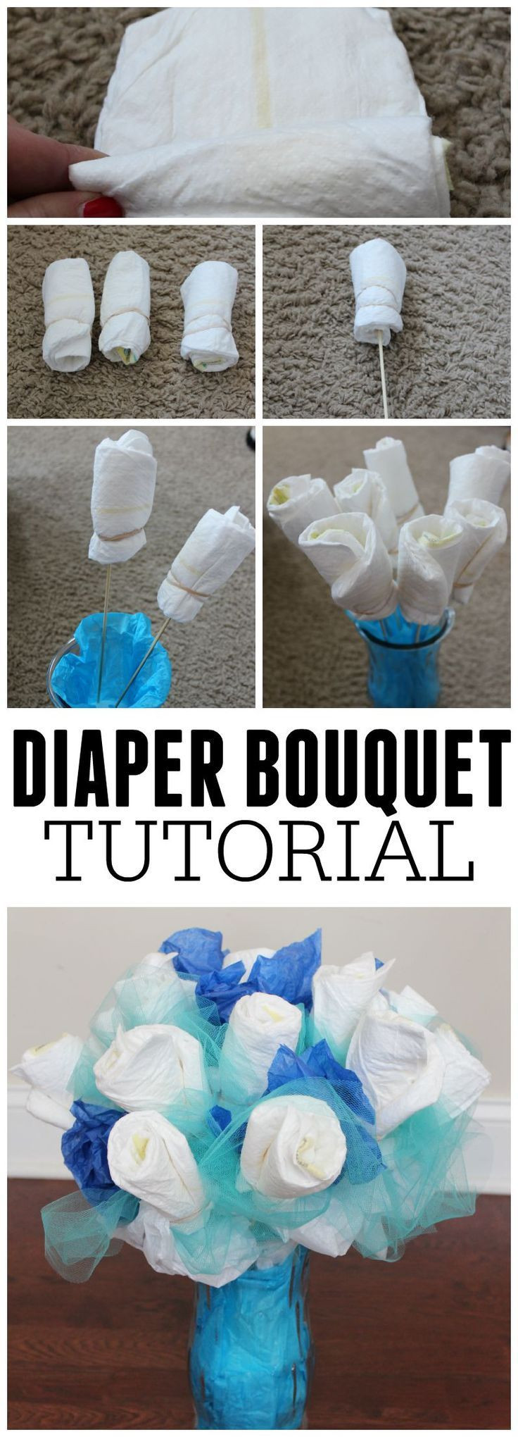 How To Make Baby Shower Gifts Out Of Diapers
 How To Make A Diaper Bouquet Picture Tutorial