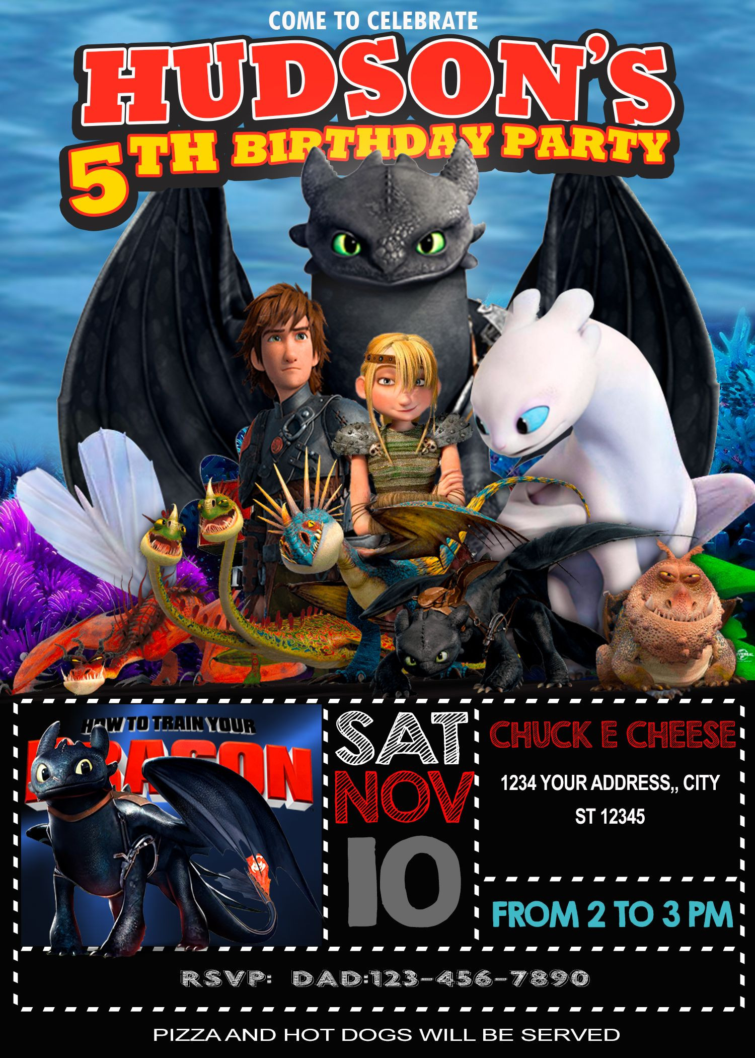 How To Train Your Dragon Birthday Invitations
 How To Train Your Dragon 3 Invitation Customizable
