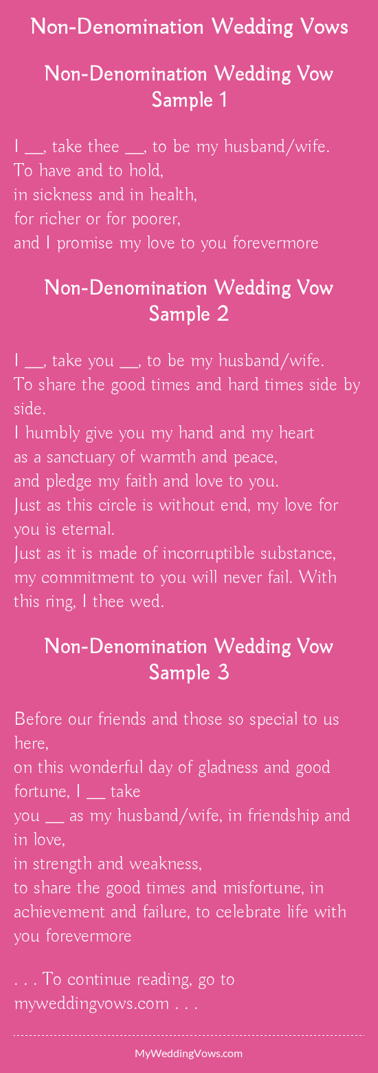 I Promise Wedding Vows
 Non Denomination Wedding Vows