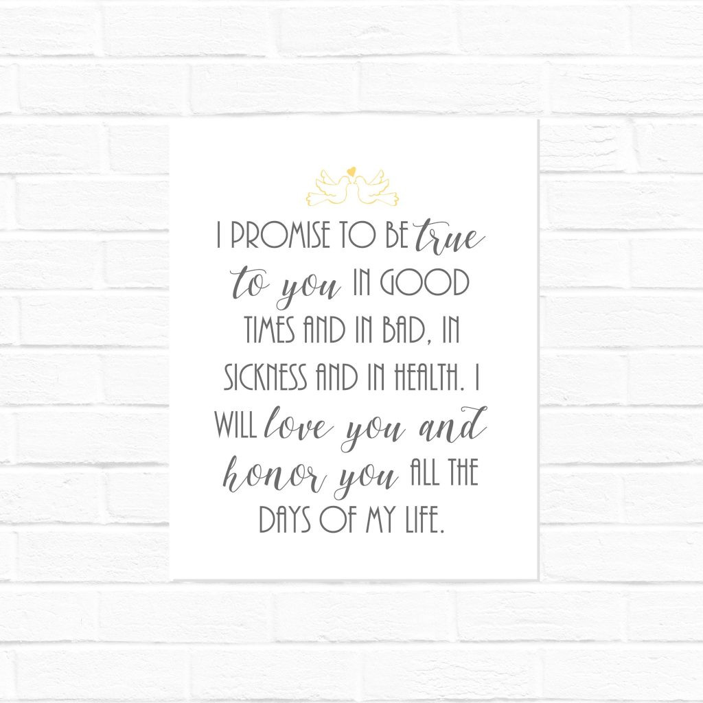 I Promise Wedding Vows
 Wedding Vows Keepsake 2 I Promise to Be True to You