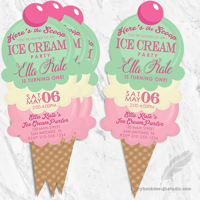 Ice Cream Birthday Party Invitations
 Ice Cream Cone Birthday Party Invitations – Storybook