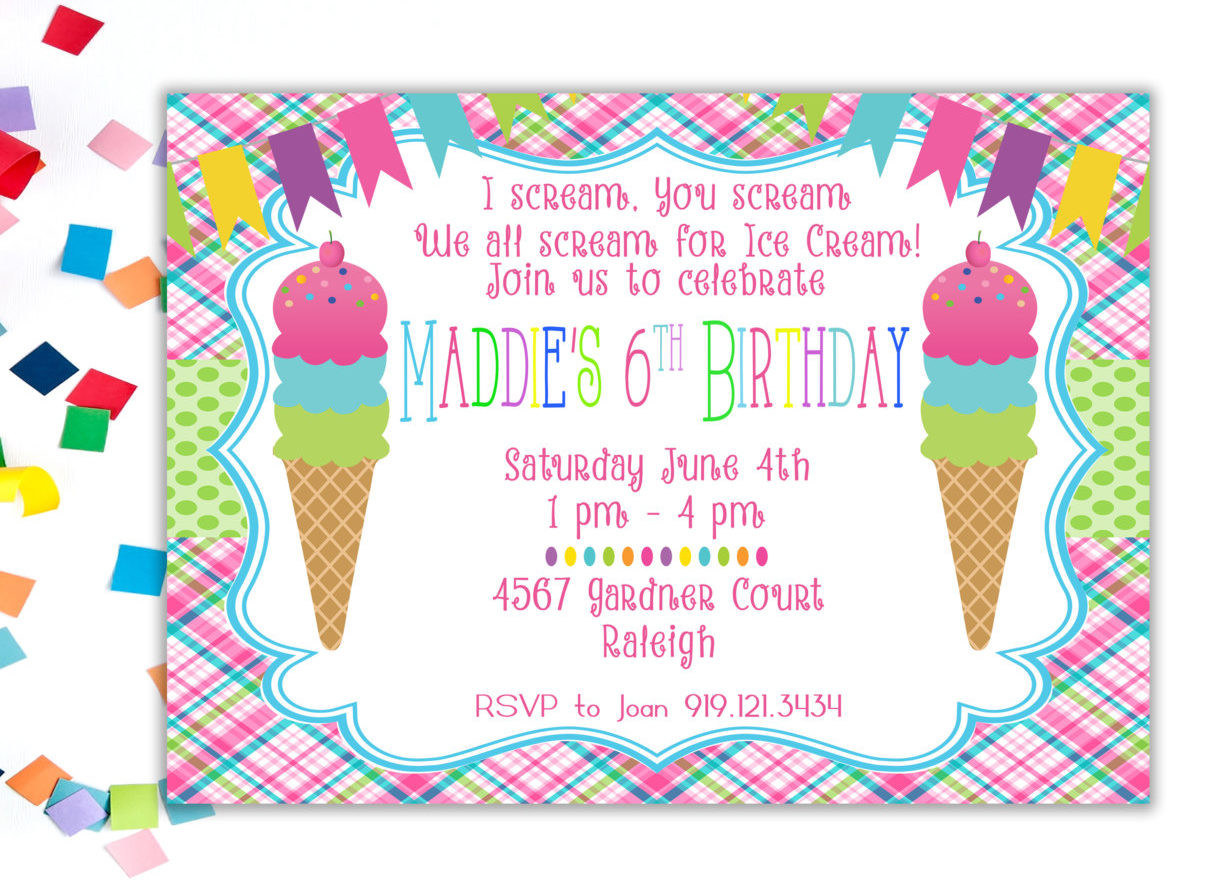Ice Cream Birthday Party Invitations
 Ice Cream Birthday Party Invitation Birthday Party Invite