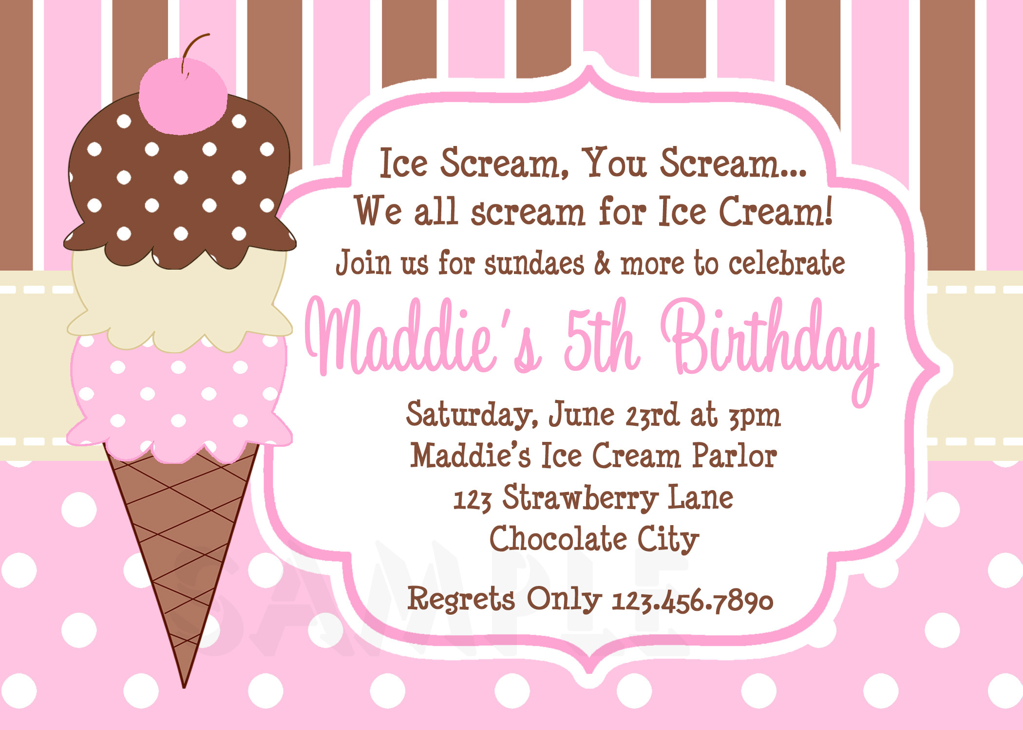 Ice Cream Birthday Party Invitations
 Ice Cream Birthday Party Invitations