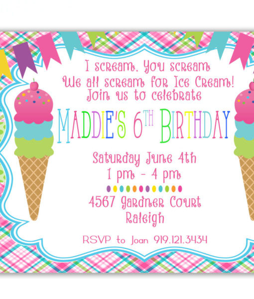 Ice Cream Birthday Party Invitations
 Ice Cream Birthday Party Invitation Birthday Party Invite