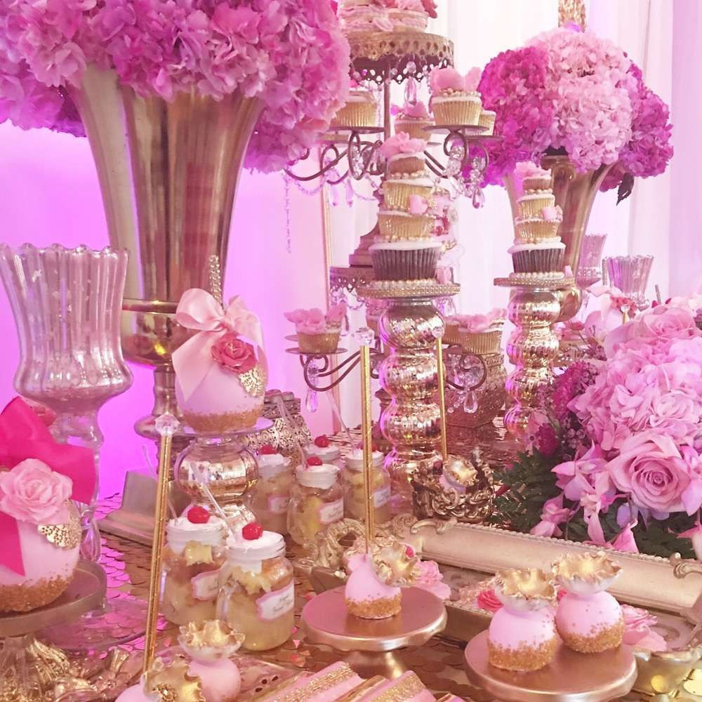 Ideas For A 15Th Birthday Party
 Fussia pink and gold sweet 15th celebrations