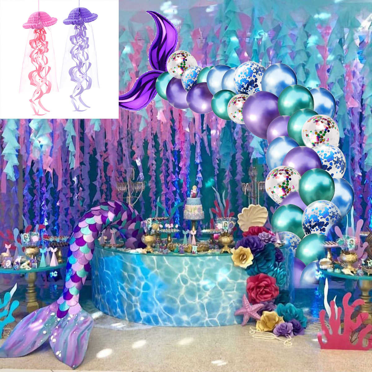 Ideas For Little Mermaid Party
 HUIRAN Romantic Little Mermaid Party Supplies Mermaid