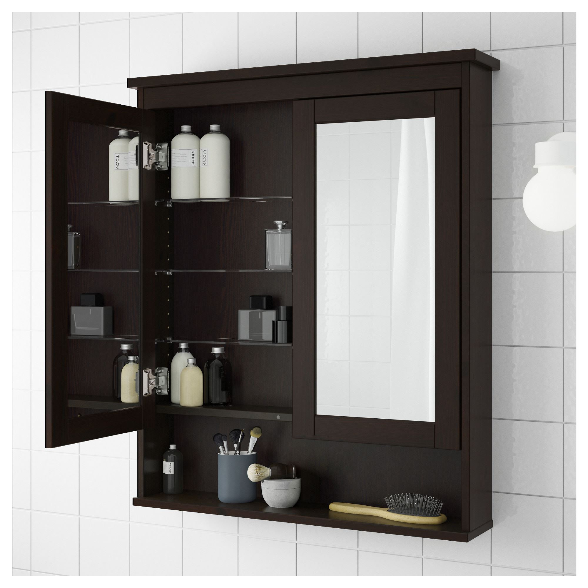 Ikea Bathroom Mirror
 HEMNES mirror cabinet black brown stain 83x16x98 cm