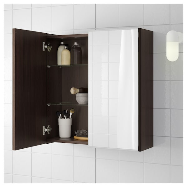 Ikea Bathroom Mirror
 LILLÅNGEN Mirror cabinet with 2 doors black brown black