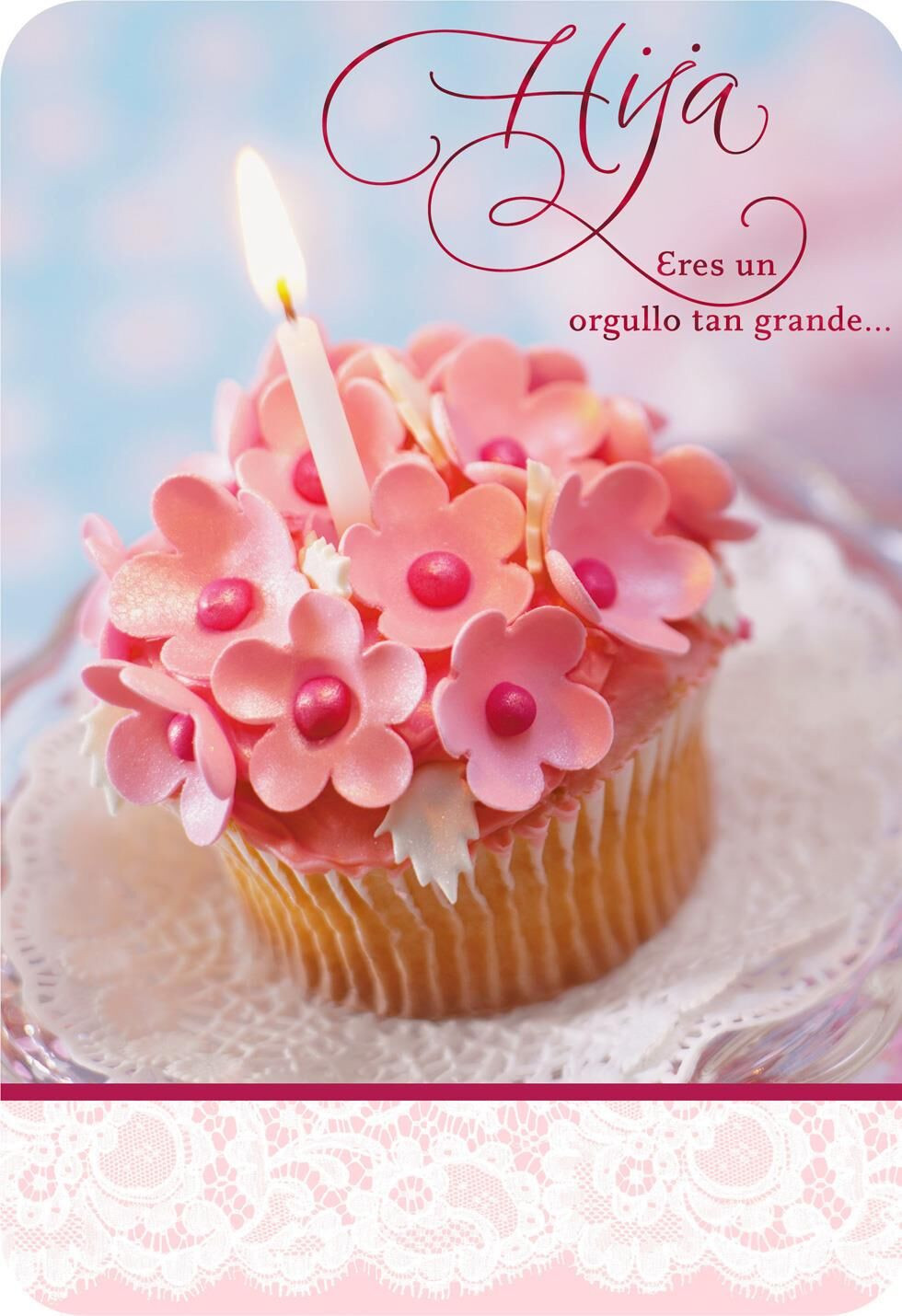 Image Of Birthday Wishes
 Pink Cupcake Spanish Language Daughter Birthday Card