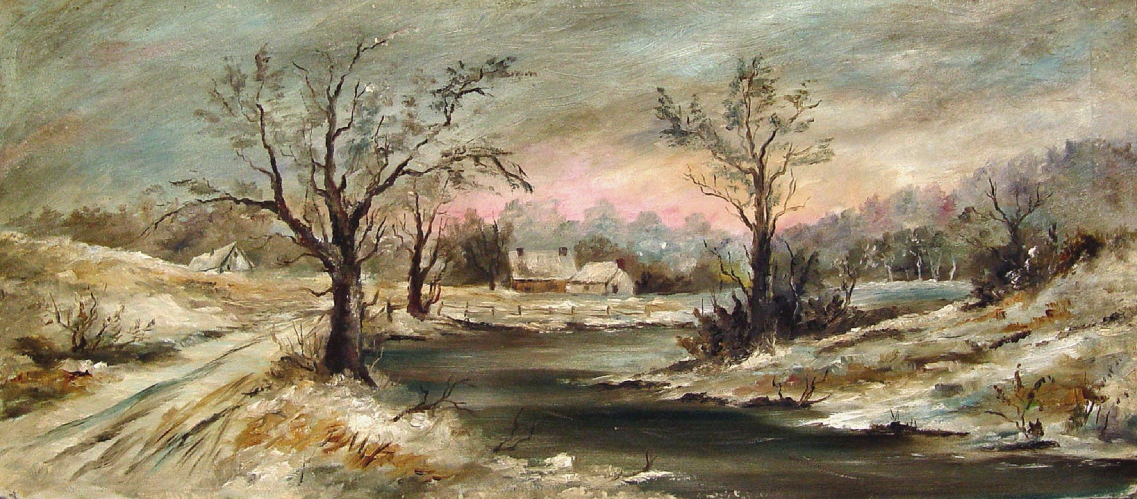 Impressionist Landscape Paintings
 1910 Impressionist Winter Landscape Painting