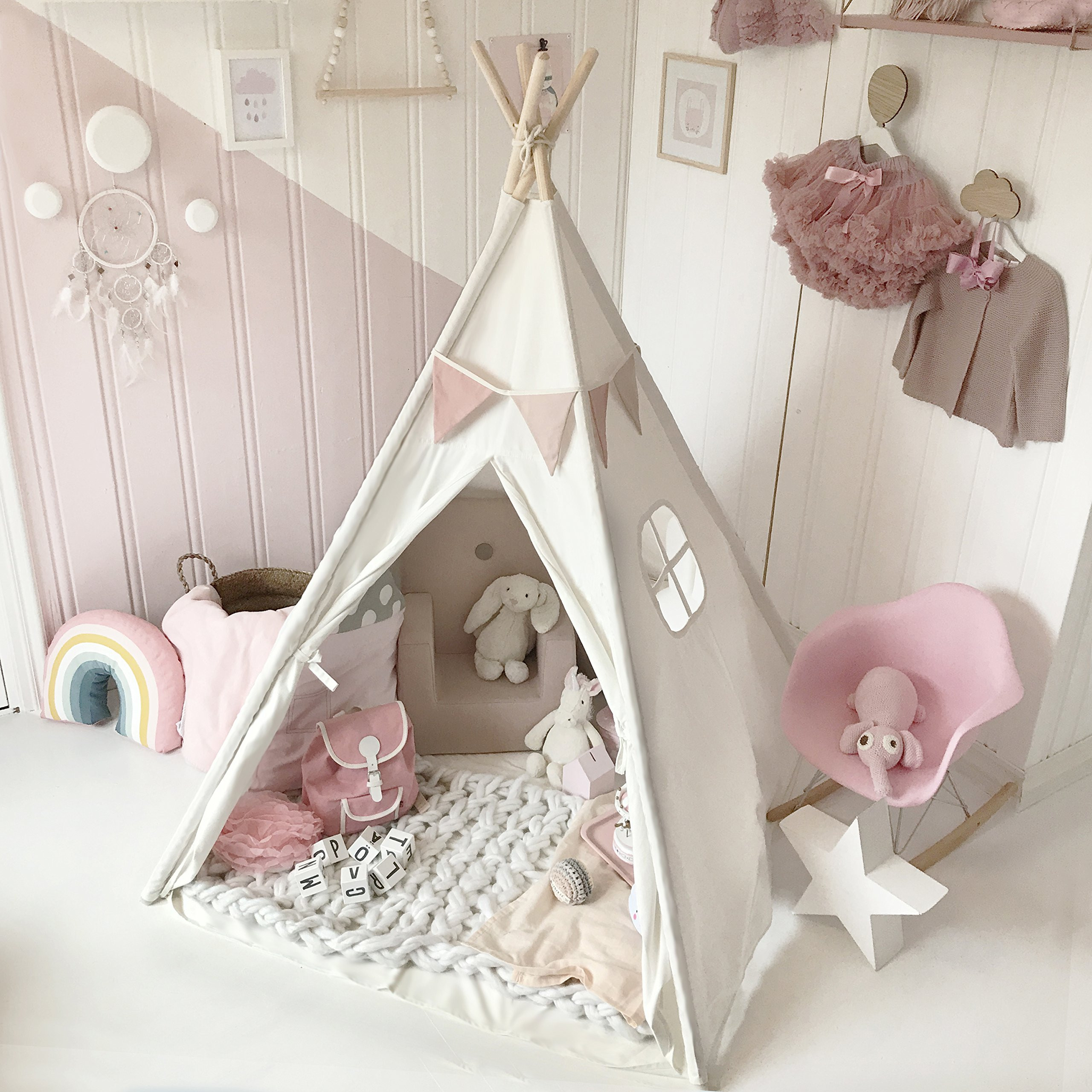 Indoor Kids Tent
 Tiny Land Kids Teepee Tent Children Play Tent with Mat