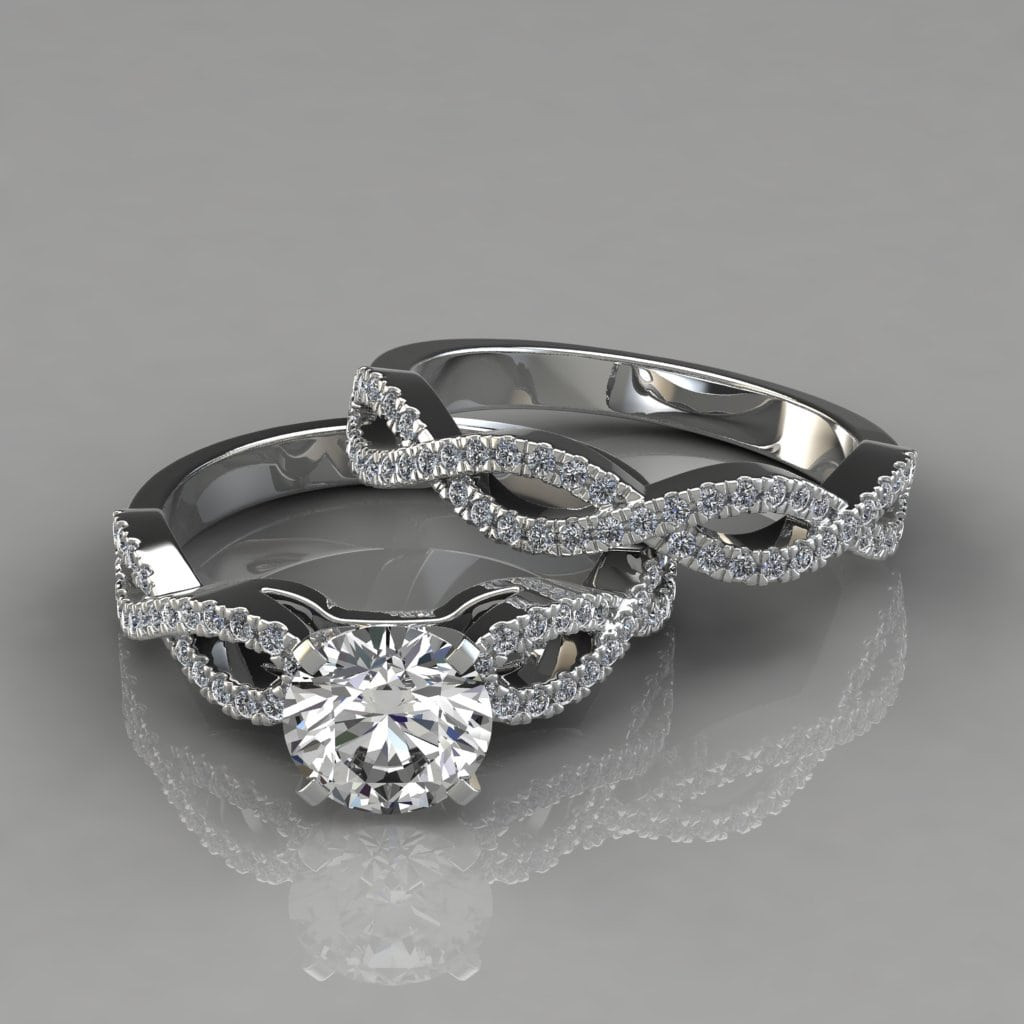 Infinity Wedding Band Sets
 Infinity Design Round Cut Bridal Set Rings Forever