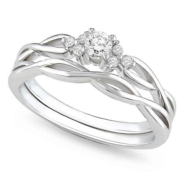 Infinity Wedding Band Sets
 Affordable diamond infinity wedding ring set in 10k white