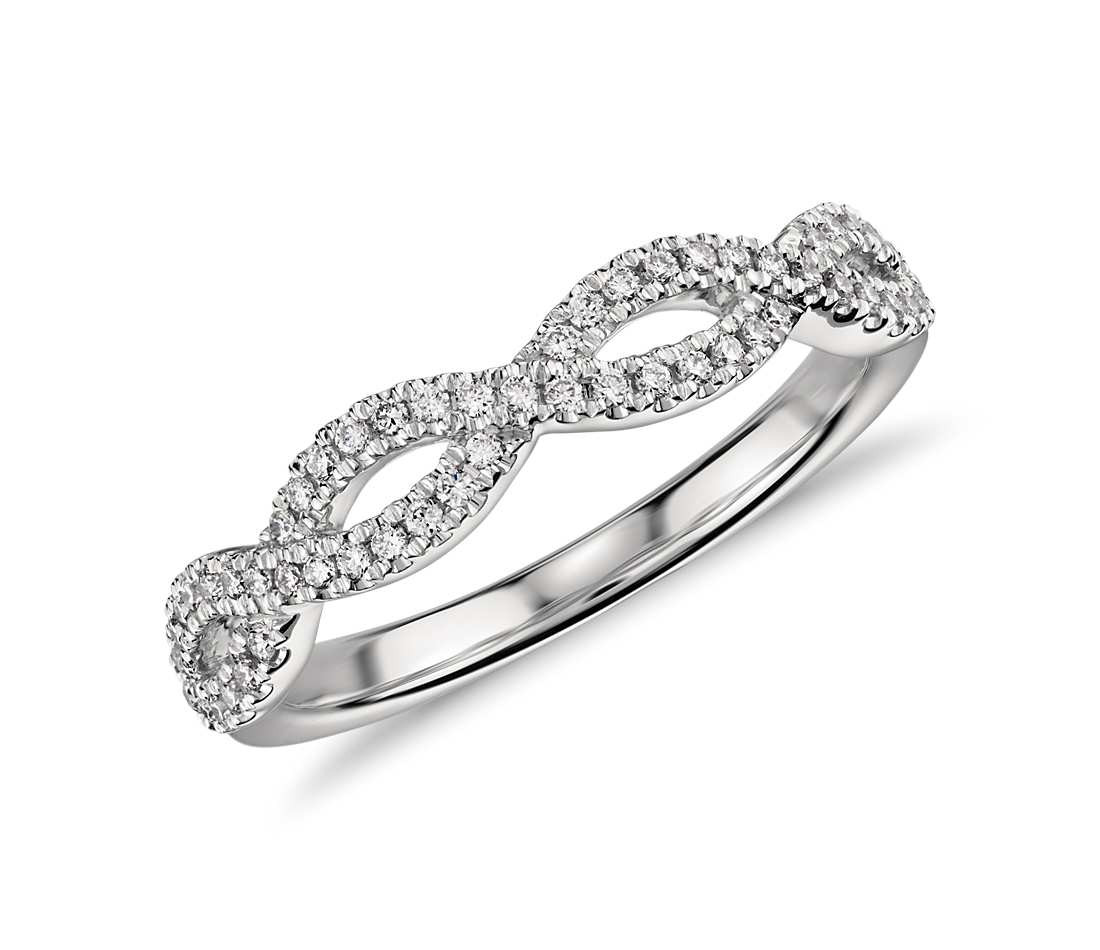 Infinity Wedding Rings
 Infinity Twist Micropavé Diamond Wedding Ring in Platinum