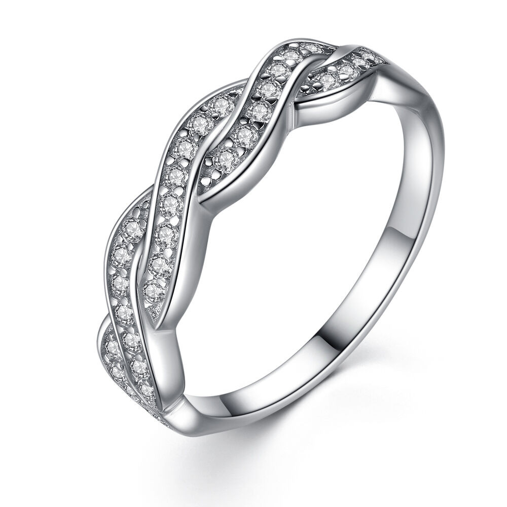 Infinity Wedding Rings
 Women s Solid Sterling Silver AAA CZ Infinity Anniversary