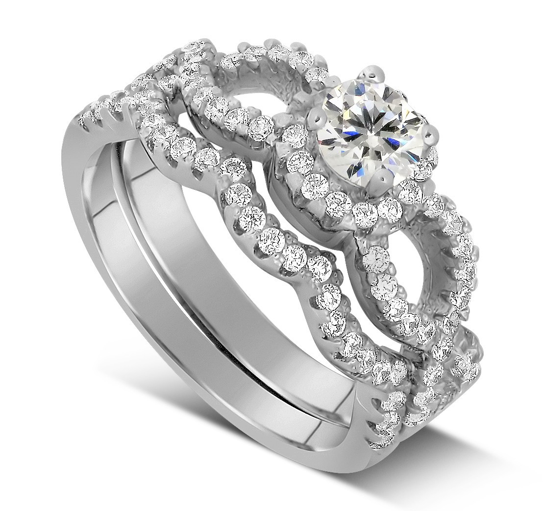 Infinity Wedding Rings
 2 Carat Round Infinity Wedding Ring Set in White Gold