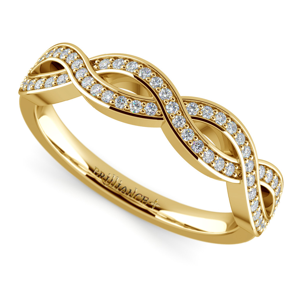 Infinity Wedding Rings
 Infinity Twist Diamond Wedding Ring in Yellow Gold