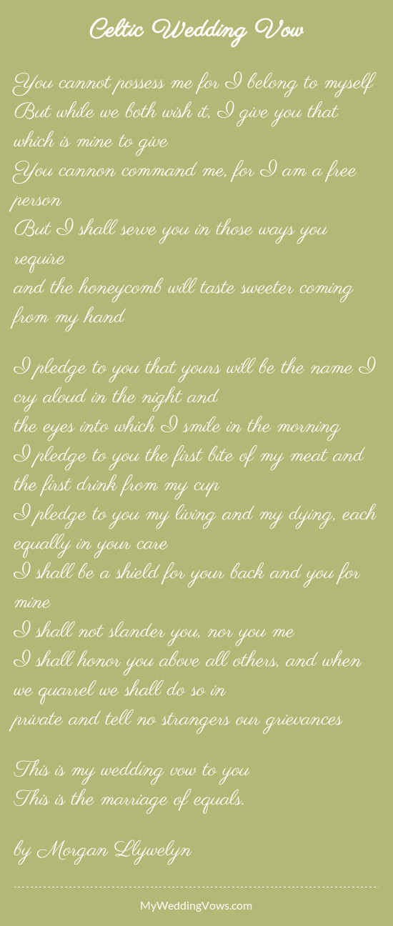 Irish Wedding Vows
 Celtic Wedding Vow