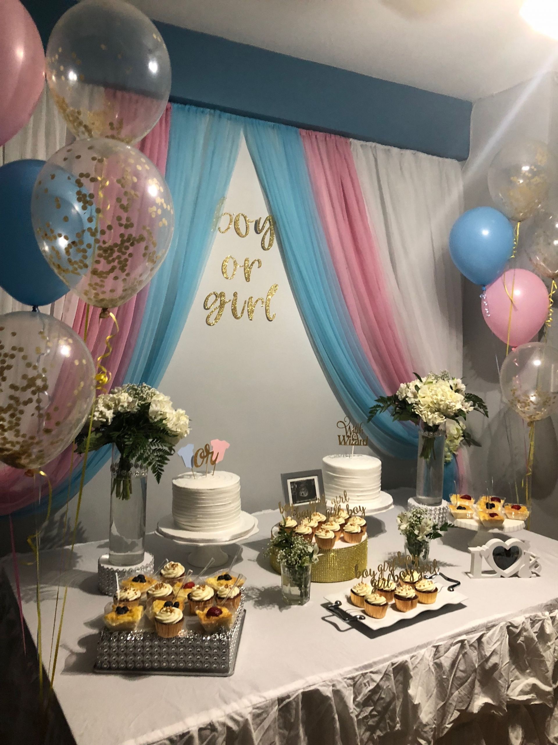 Is A Gender Reveal Party A Baby Shower
 Boy or Girl Gender Reveal Blue pink white and gold