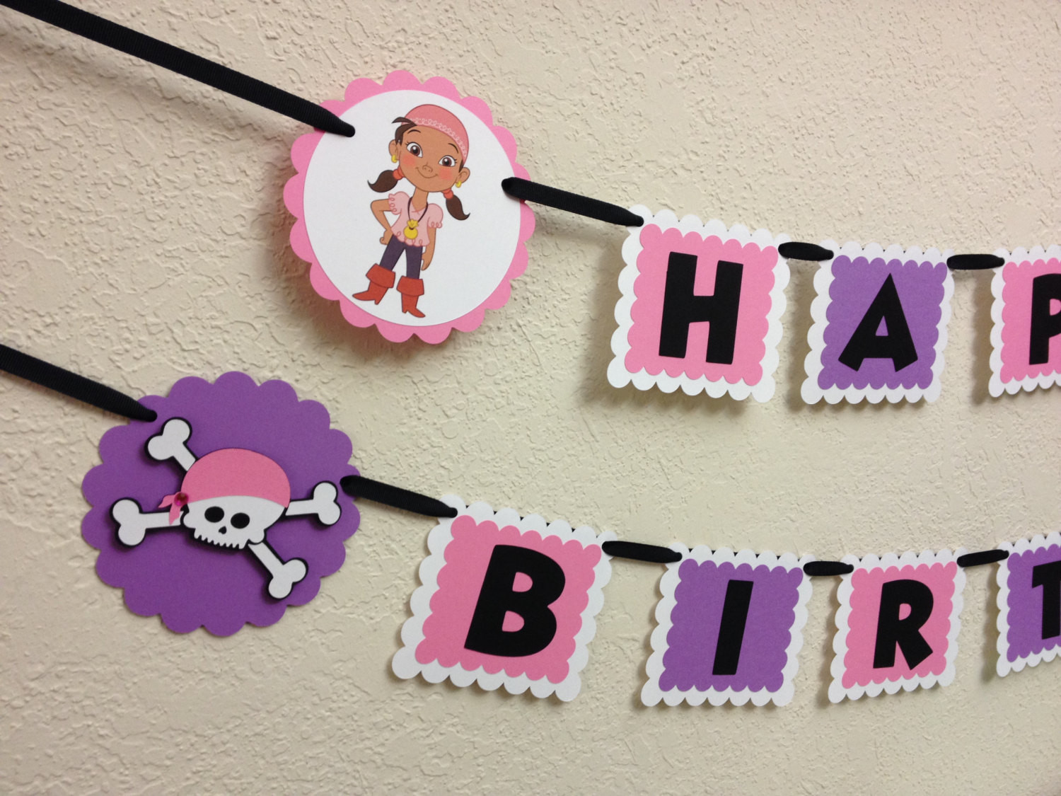 Izzy Birthday Party Supplies
 Girls Pirate Party Birthday Banner Izzy Happy Birthday
