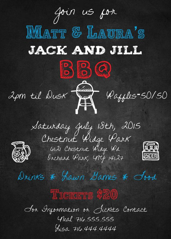 Jack And Jill Bachelor Bachelorette Party Ideas
 Jack and Jill BBQ Invitation DIGITAL CUSTOM Print