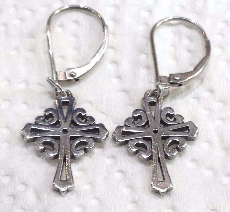 James Avery Cross Earrings
 RETIRED and RARE James Avery Sterling Silver "Open Adorned