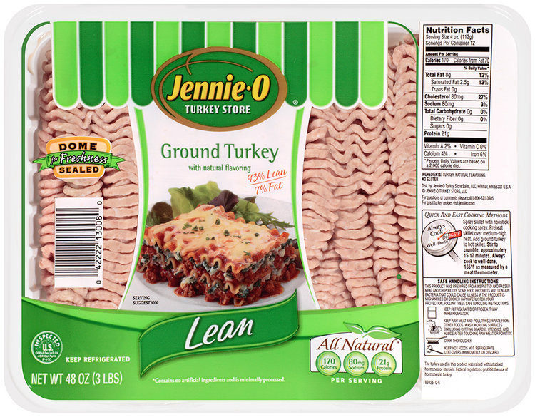 Jennie O Ground Turkey Calories
 Jennie O Lean Ground Turkey with Natural Flavoring 48 oz