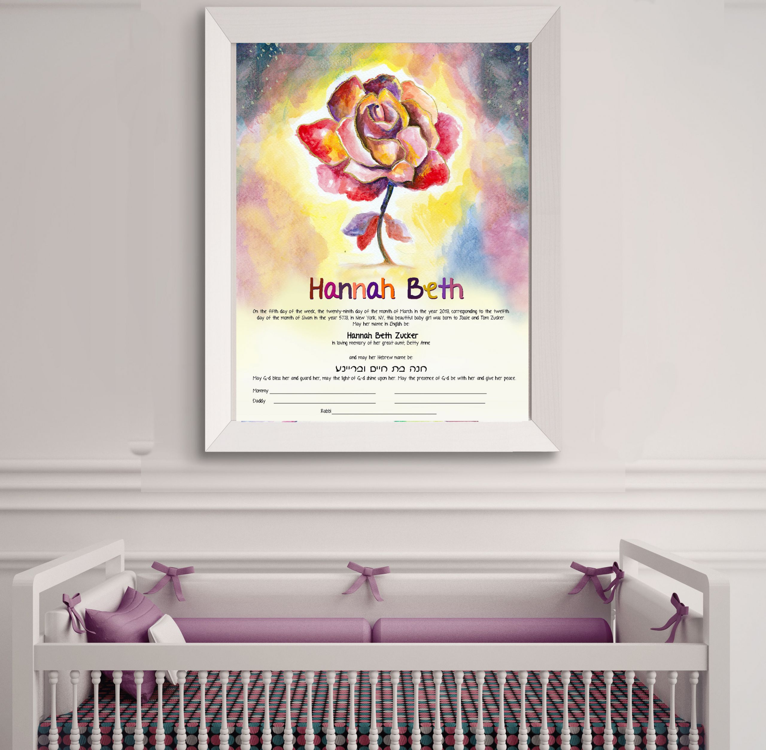 Jewish Baby Naming Ceremony Gifts
 Baby Naming Ceremony Certificate Daughter Baby Gift Jewish