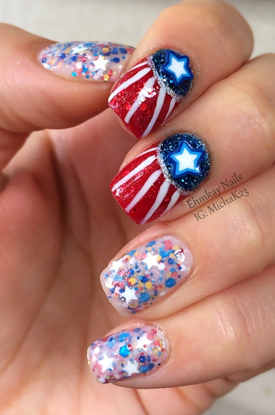 July 4th Nail Designs
 ehmkay nails Fourth of July Nail Art