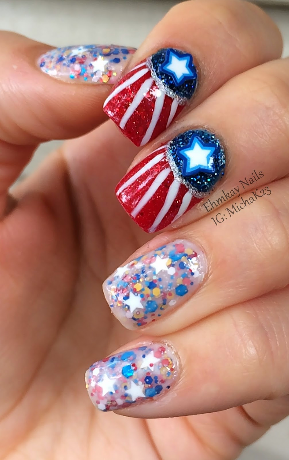 July 4th Nail Designs
 ehmkay nails Fourth of July Nail Art