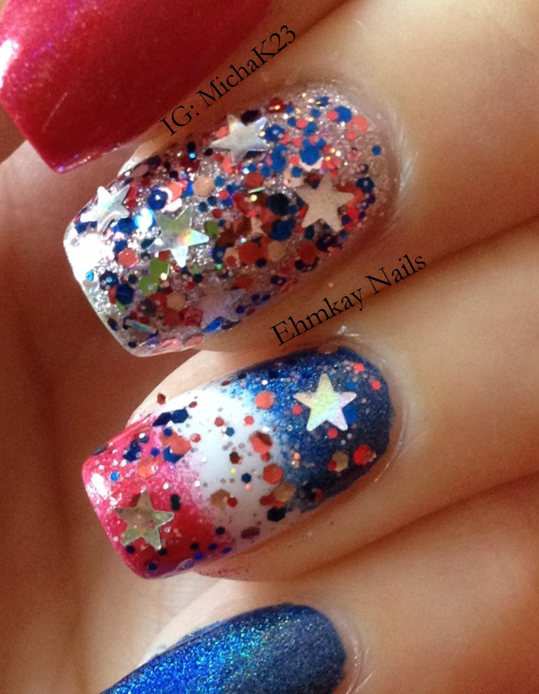 July 4th Nail Designs
 ehmkay nails Happy Fourth of July Quick Patriotic Nail Art