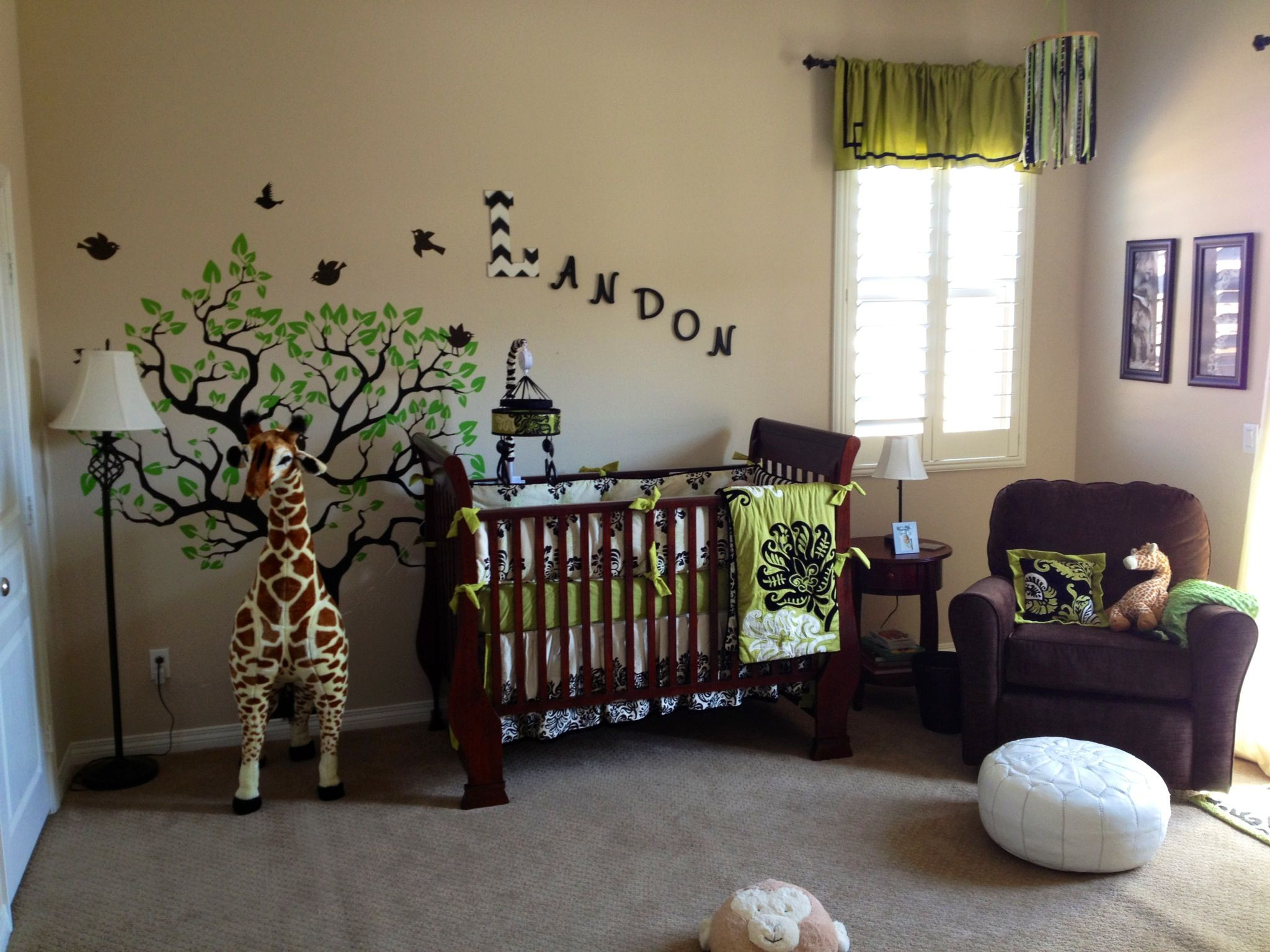 Jungle Baby Room Decor
 Safari nursery modern Giraffe theme boys room Green and