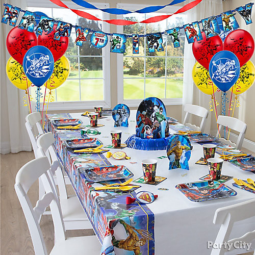 Justice League Birthday Party Ideas
 Justice League Party Table Idea Party City