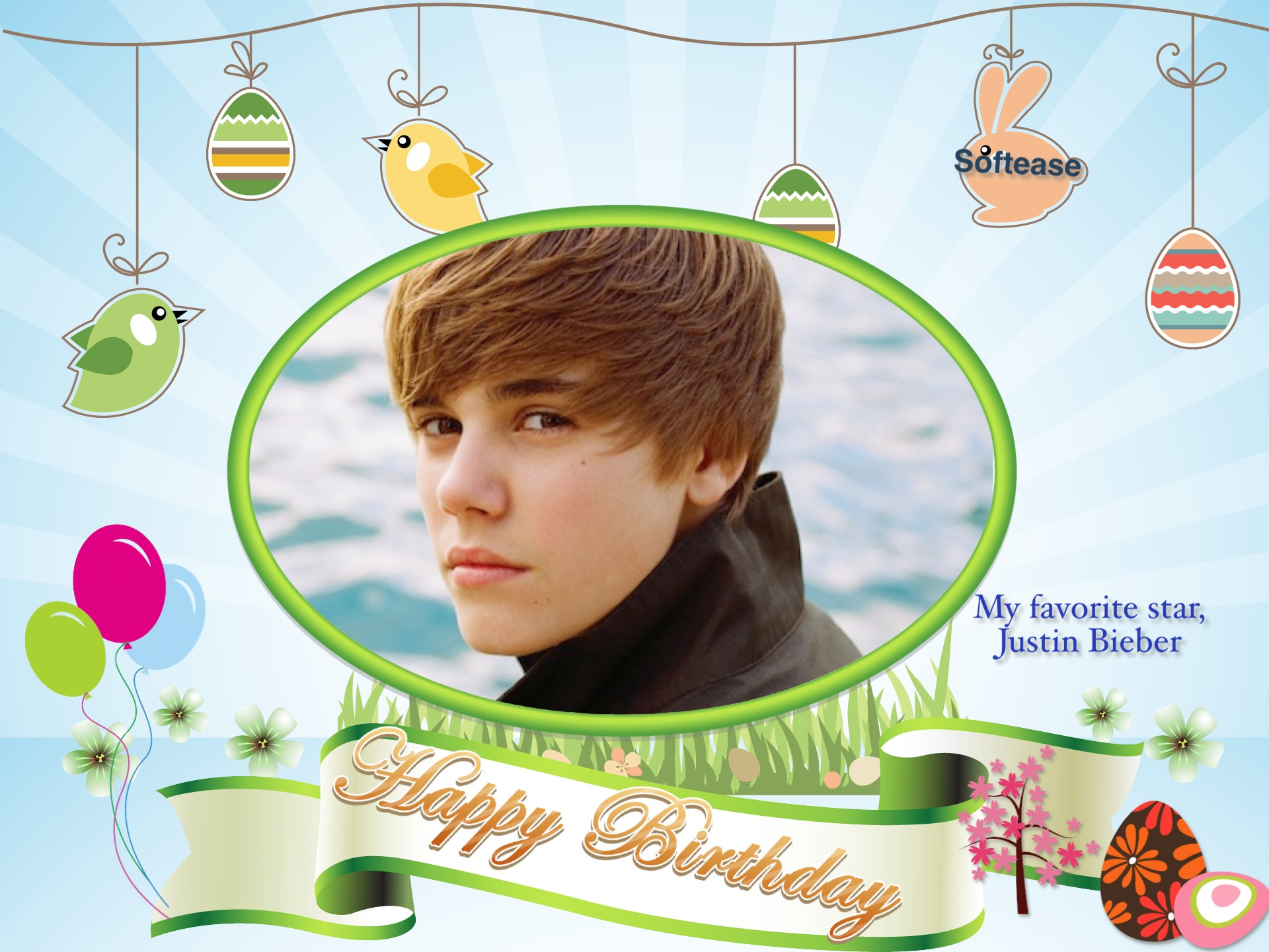 Justin Bieber Birthday Card
 Giant star – Justin Bieber His birthday is ing
