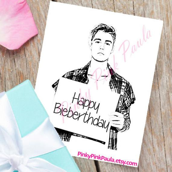 Justin Bieber Birthday Card
 Items similar to Justin Bieber Card Funny Birthday Card