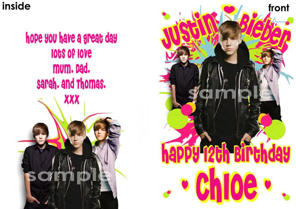 Justin Bieber Birthday Card
 Personalised Birthday Card Justin Bieber Print more